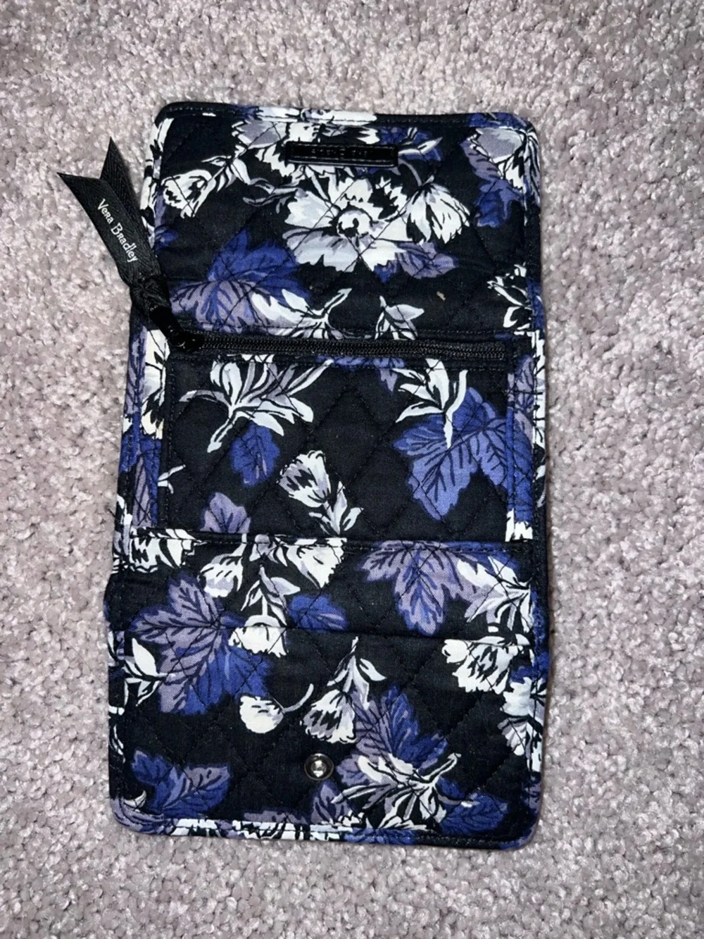 Vera Bradley Black & Blue Floral Quilted Wallet - Picture 4 of 5